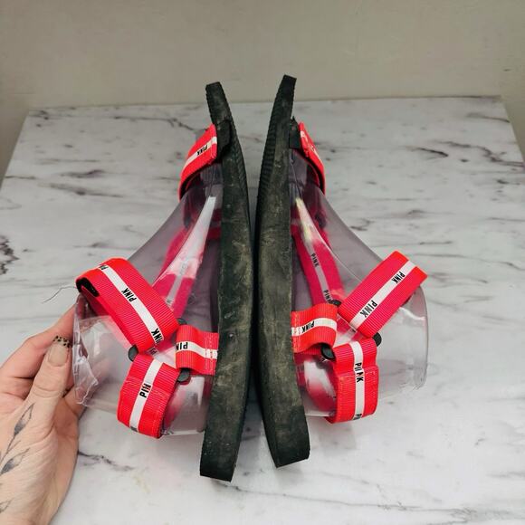 Victorias Secret Pink Strappy Neon Red Sandals Women’s Size 8 - Picture 6 of 8